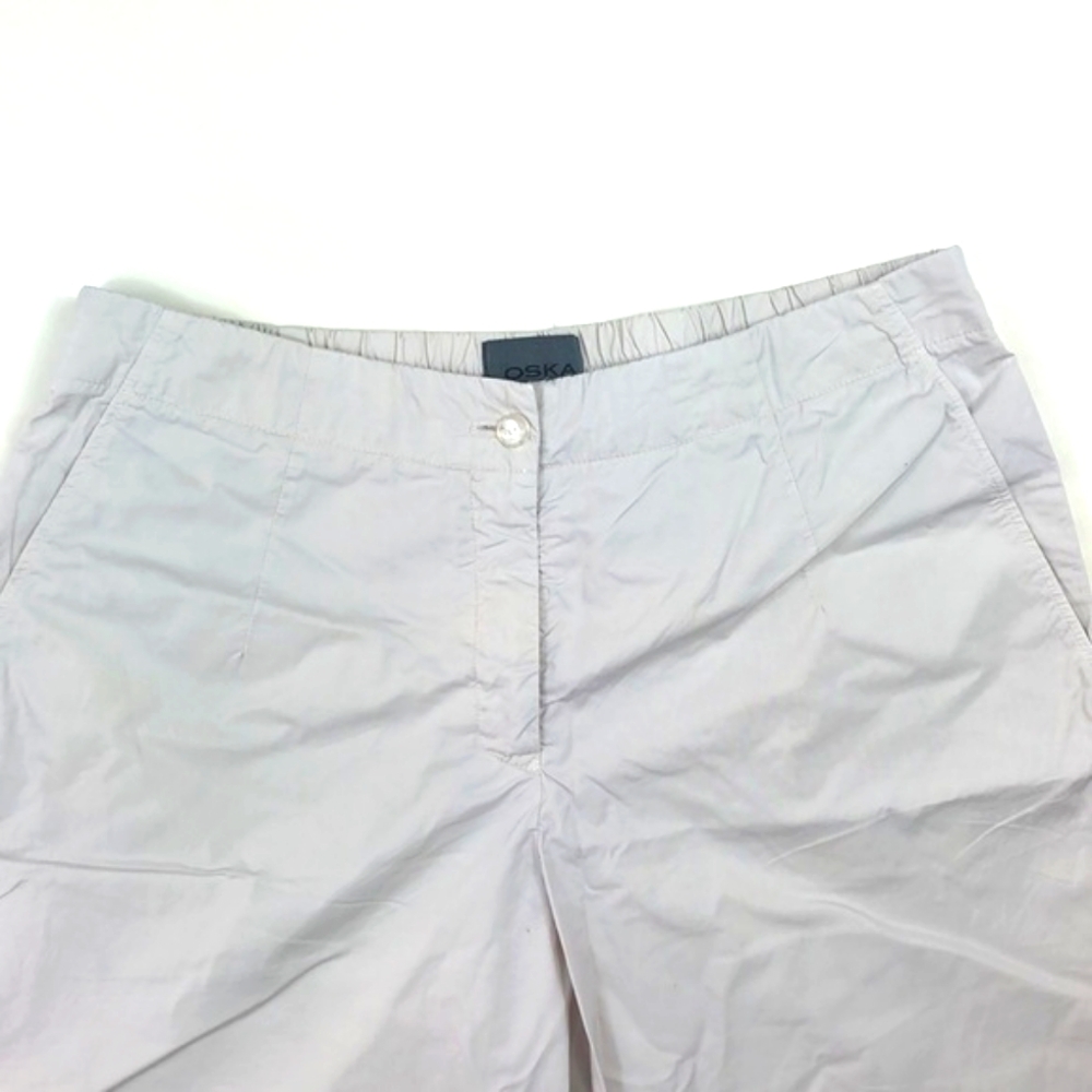 OSKA High Rise Elastic Waist Off White Cotton Cropped Wide Leg Pants Inseam 25” - Picture 2 of 16